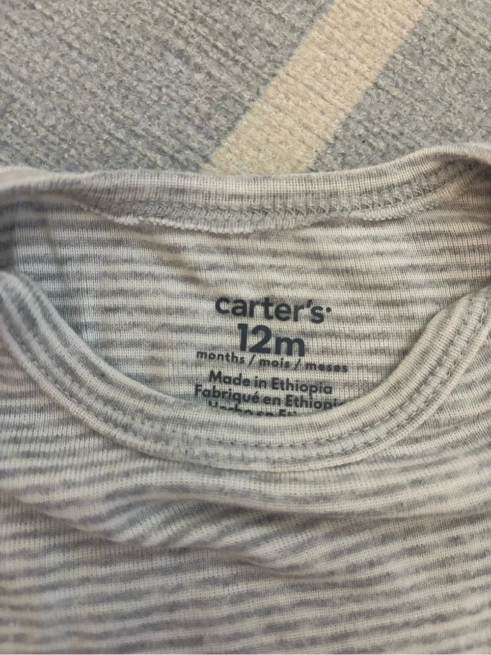 Carter's Baby Long Sleeve Bodysuits Set of 4 - 12M - Gray, Blue, White